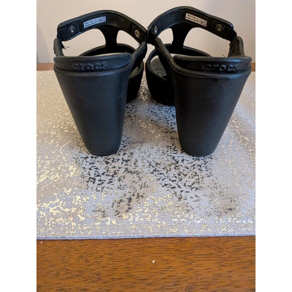 Crocs Cyprus V Heels Sandals Womens Size 7 Black Comfort Studs Whimsy Goth - Picture 8 of 11